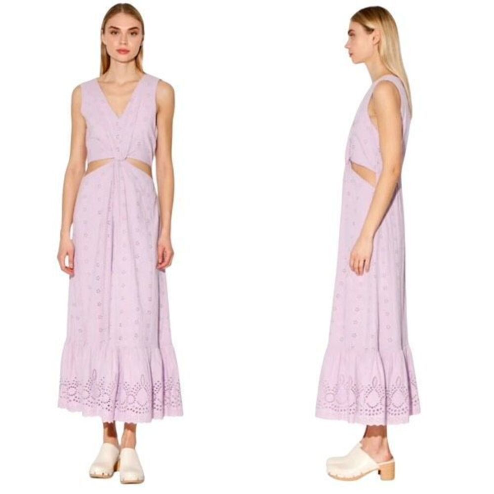 Walter Baker Nikita Cutout Dress NWT Lavender Eyelet Embroidered Ruffle Midi 6